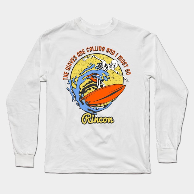 Rincon skeleton surfer Long Sleeve T-Shirt by LiquidLine